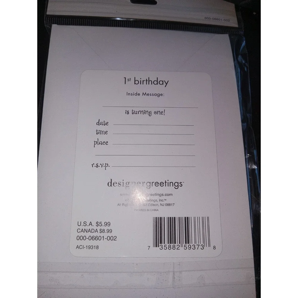 3 pks Designer Greetings 1st Birthday Party Cards 24 cards Invitations